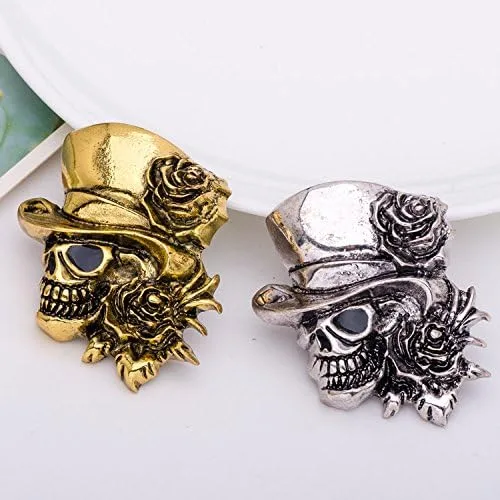 Vista 6 de Flairs New York - Broche de solapa esmaltado hecho a mano Día de los Muertos Rosa Plata