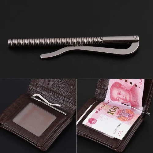 Vista 4 de Clip de resorte para cartera, 5 piezas Durable sin deformación Dinero Primavera Clip Herramienta para Billetera de Cuero Bifold Titular