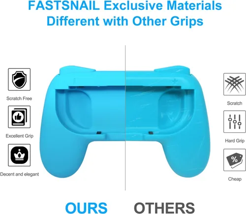 Vista 2 de FASTSNAIL Paquete de 4 agarres compatibles con Nintendo Switch Animal Crossing para Joy Con, controlador de agarre resistente al desgaste para Joy