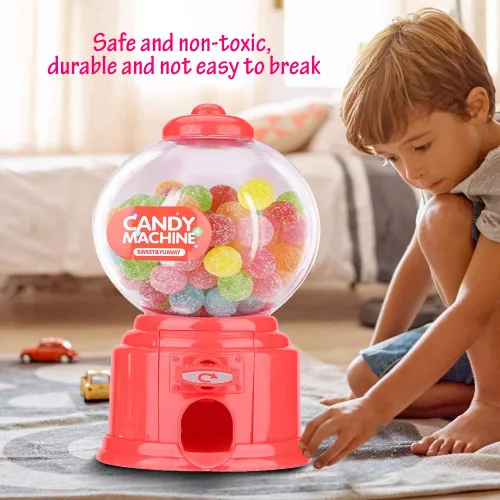Vista 2 de Fdit Máquina portátil de caramelo para niños Mini dispensador de bolas de goma de plástico Regalo de jardín de infantes para niños (rojo)