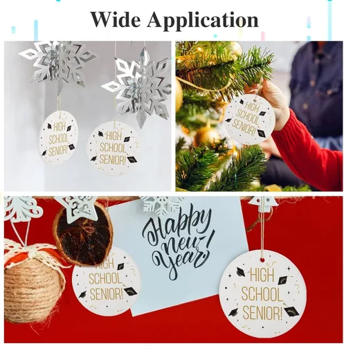 Vista 3 de Adorno de cerámica para escuela secundaria, recuerdo de Navidad, recuerdo de Navidad, adornos colgantes para decoración de árbol de Navidad