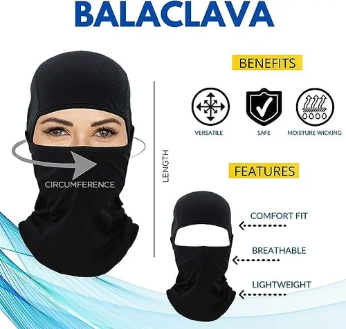 Vista 5 de Backwoods Máscara de esquí con letras Pasamontañas Cap Máscara de cara completa Cool Graphic Face Cover Snowboarding Ciclismo Unisex Pasamontañas