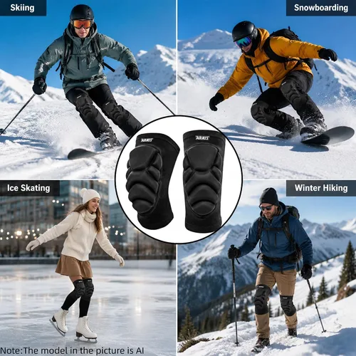 Vista 8 de 1 par de rodilleras de voleibol para mujeres, rodilleras de snowboard para hombres, rodilleras de esponja gruesa antideslizante para fútbol