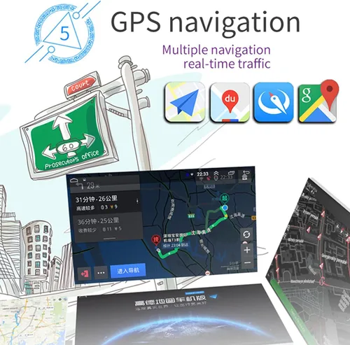 Vista 5 de Radio de coche 1 DIN MP5 reproductor de 7 pulgadas Bluetooth HD GPS pantalla retráctil USB iOS Android 8.1 navegación cámara de visión trasera