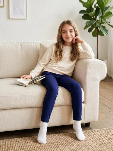 Vista 2 de Resinta Paquete de 6 Leggings de Algodón para Niñas Pantalones Ajustados Elásticos de Ponerse Fácil con Cintura Elástica Extensibles de Longitud