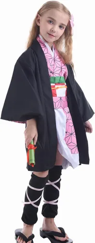 Vista 2 de Nuoqi Nezuko Cosplay Nezuko Disfraz de Nezuko Kimono Uniforme Completo
