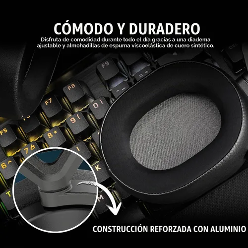 Vista 6 de [Usado] Corsair HS65 - Auriculares inalámbricos multiplataforma para juegos con Bluetooth - Audio Dolby 7.1 - Micrófono omnidireccional - Compatible