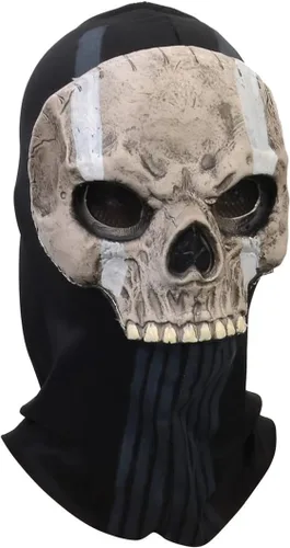 Vista 2 de Máscara de fantasma MW2 Cosplay disfraz de calavera completa máscara de cara completa 3