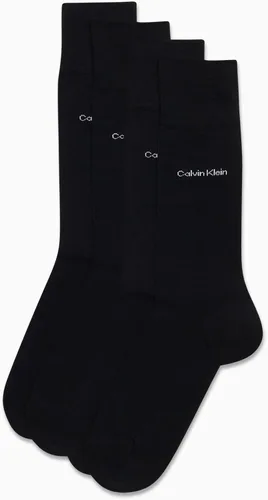 Vista 2 de Calvin Klein Calcetines de vestir para hombre, paquete de 4 unidades, mezcla de algodón suave, calcetines a rayas, calcetines largos casuales