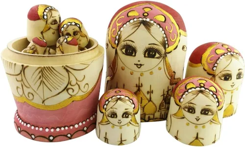 Vista 3 de Winterworm Lindas muñecas de madera hechas a mano tradicionales rusas en Moscú Kremlin muñecas de anidación rusas tradicionales Matryoshka Set de 10
