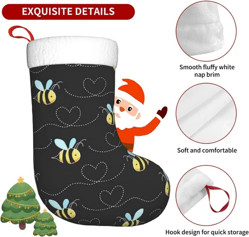 Vista 4 de Calcetines de Navidad con estampado de abejorros para decoración familiar de fiestas de Navidad