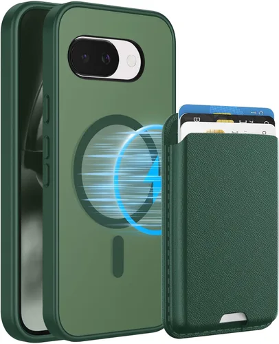 Vista 8 de Funda magnética para Google Pixel 9A con soporte para tarjetas, funda magnética desmontable, [compatible con MagSafe] a prueba de golpes con ranura