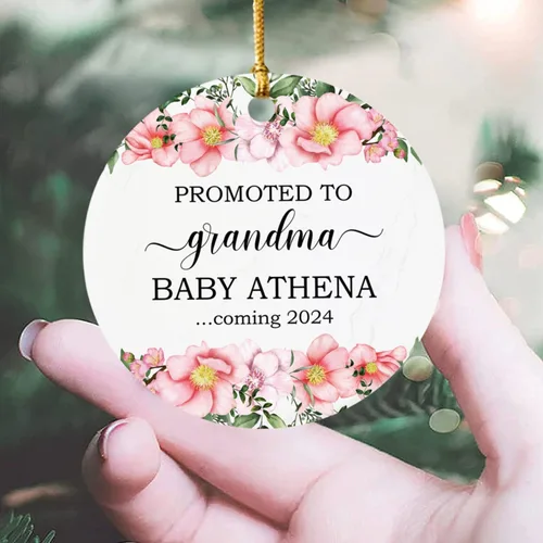 Vista 33 de Adorno personalizado para bebé que llega 2027, adorno de Navidad de Bump, elige el nombre del bebé y el año de Navidad para el nuevo abuelo abuela