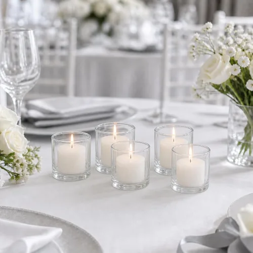 Vista 2 de Yummi Velas votivas blancas sin perfume de 10 horas -21 por paquete Blanco