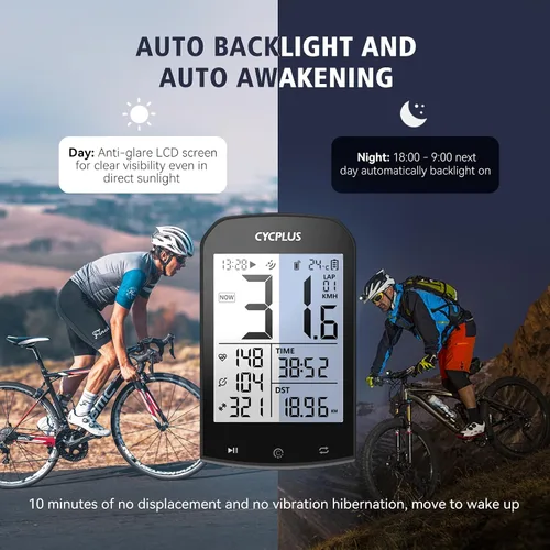 Vista 5 de CYCPLUS Computadora GPS inalámbrica para bicicleta, computadora de ciclismo GPS con Bluetooth/ANT+, velocímetro de bicicleta con pantalla LCD de 2.9