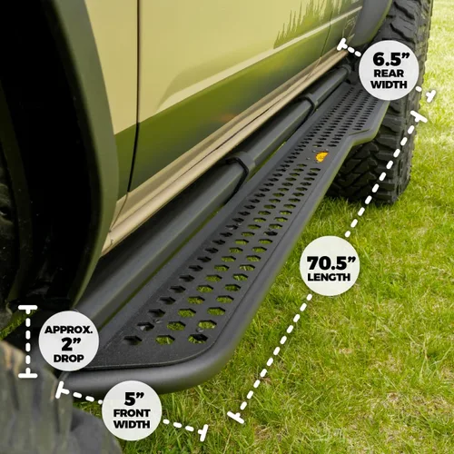 Vista 5 de IAG EZ-Step de longitud completa para Ford Bronco 2021+ con rockrails (4 puertas, placa con logotipo Area 51, 1 par)
