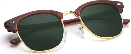 Vista 19 de KALIYADI Gafas de sol polarizadas para hombres y mujeres, marco semi sin montura, para conducir con bloqueo UV A01-(1 Pack) Tortuga Mate G15