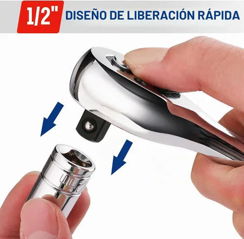 Vista 4 de WORKPRO Llave de trinquete de 1/2", reversible de 72 dientes