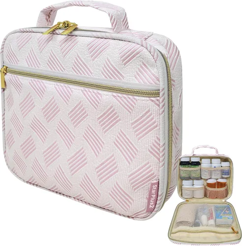 Vista 14 de Organizador de botellas de píldoras de viaje mediano, bolsa de medicina delgada, portador para medicamentos y suministros médicos - negro