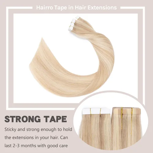 Vista 4 de Extensión de cabello humano Remy con cinta, 3.53 onzas (100 gramos), extensiones de cabello humano liso, trama sin costuras