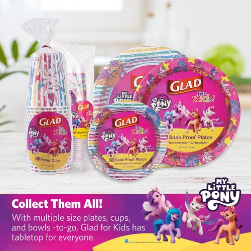 Vista 6 de Glad My Little Pony - Vasos de plástico desechables transparentes para niños, divertidos, resistentes, aptos para niños, vasos de plástico para uso