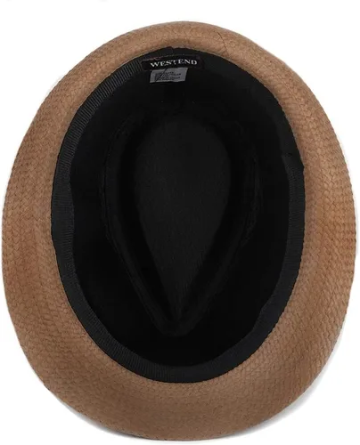Vista 2 de WESTEND Fedora unisex de ala corta Sombreros para hombres y mujeres + sombreros de paja Fedora sombreros de malla refrescante, sombreros de Fedora