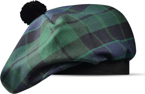 Vista 30 de Sombrero escocés Tam o Shanter Gorro escocés Tartan P.V Tartan (poliviscosa) Mezcla de lana con pompón Talla única para todos.