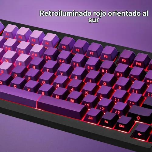 Vista 3 de LEMOKEY X4 QMK Teclado Mecánico con Cable, Diseño 75% South-Facing Retroiluminado Rojo, Teclas PBT de Doble Inyección Impresas Lateralmente