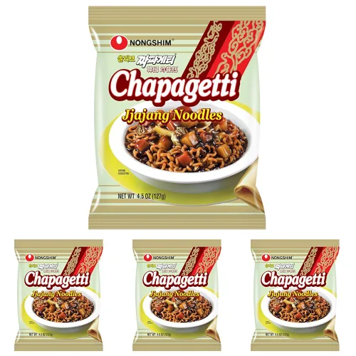 Vista 14 de Nongshim Ramen Fideos Ramen, Ramen instantáneo gourmet, fideos premium para microondas, Chapagetti, 4.5 onzas (paquete de 4)