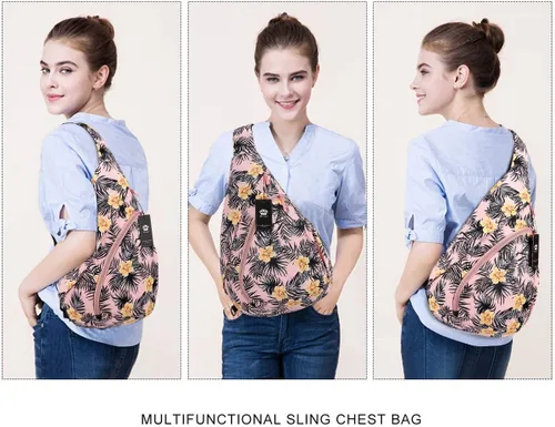 Vista 6 de HUA ANGEL - Mochila cruzada con correa para el hombro para hombres y mujeres, ligera, impermeable, bolsa para el pecho y el hombro para viajes