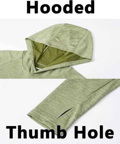 Vista 5 de KEFITEVD Camisas de manga larga para mujer, con protección solar UPF 50+, con capucha, para senderismo, campamento, pesca, correr
