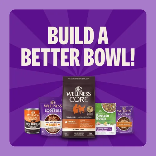Vista 8 de Wellness CORE Alimento seco para perros, sin granos, alto en proteínas, natural, receta de pato silvestre, cordero, jabalí y conejo