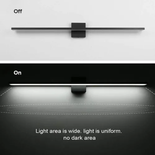 Vista 3 de Ralbay Moderna lámpara LED negra de 40 pulgadas, juego de baño todo en uno de 5 piezas, aluminio esmerilado de 38 W para accesorios de iluminación