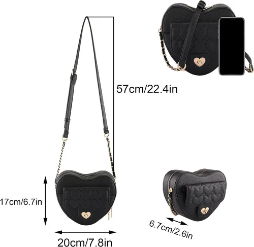 Vista 2 de Ayliss Bolso cruzado para mujer, con forma de corazón, bolso de hombro pequeño, bolso cruzado de noche, bolso de piel sintética