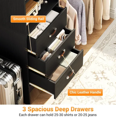 Vista 4 de Homieasy Sistema Organizador de Armario de 96 Pulgadas, Organizador de Armario Walk-In Personalizable de 8 Pies con Varillas para Colgar, Perchero