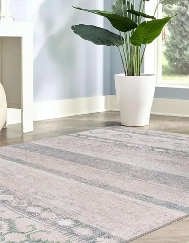 Vista 4 de Unique Loom Timeless Collection - Alfombra rectangular (2' x 3' 1", rectangular, gris/marfil)