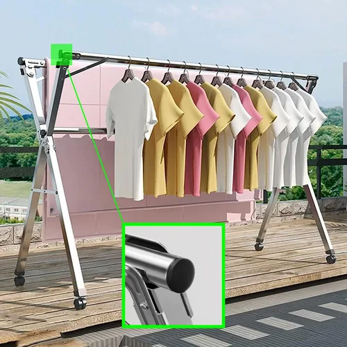 Vista 5 de Estante de secado de ropa de acero inoxidable, estante para secadora de ropa al aire libre, estantes para lavandería, tendedero plegable