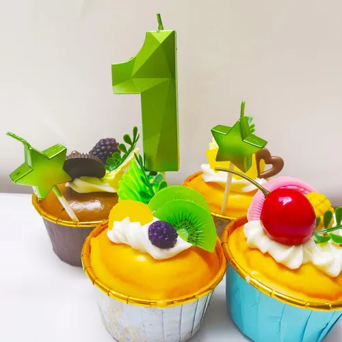 Vista 3 de Velas de primer cumpleaños y velas de corazón de estrella de 2.76 pulgadas para decoración de pasteles de cumpleaños, boda, aniversario, celebración