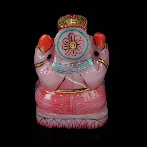 Vista 2 de GEMHUB Estatua de Ganesh Estatua de cuarzo rosa de aproximadamente 1400.00 quilates Escultura Éxito Elefante Dios Figurilla - Vinayak Ganesha V-4475