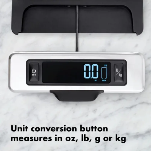 Vista 9 de OXO Good Grips - Báscula de cocina de acero inoxidable de 11 libras con pantalla extraíble, color negro