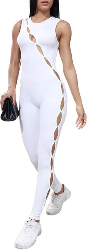 Vista 6 de acelyn Enterizo sexy sin mangas de una pieza para mujer, diseño de verano, ajustado, ropa de calle Y2K