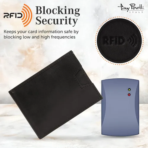 Vista 3 de Tony Perotti Cartera de piel italiana ultrafina RFID para hombre, bolsillo frontal con clip para dinero con ranuras para tarjetas de crédito