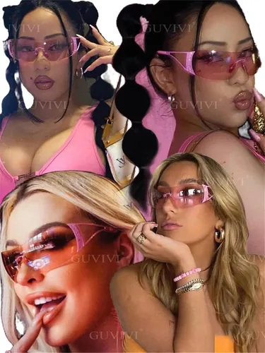 Vista 2 de GUVIVI Gafas de sol envolventes Y2K para mujeres y hombres gafas de sol de protección planas sin marco lentes de sol con gradiente