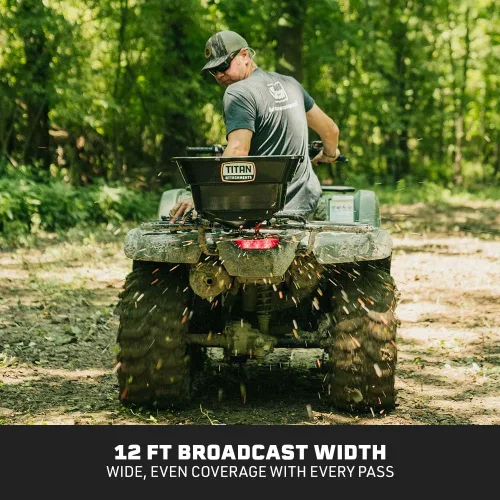 Vista 5 de Titan Attachments Esparcidor de transmisión ATV/UTV de 12 voltios, capacidad de 80 libras, montaje trasero o frontal para ATV, UTV o tractor