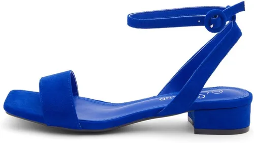 Vista 3 de Shoe Land SL-Melinda - Sandalias de tacón bajo para mujer, con puntera abierta, correa al tobillo, sandalias clásicas de tacón grueso