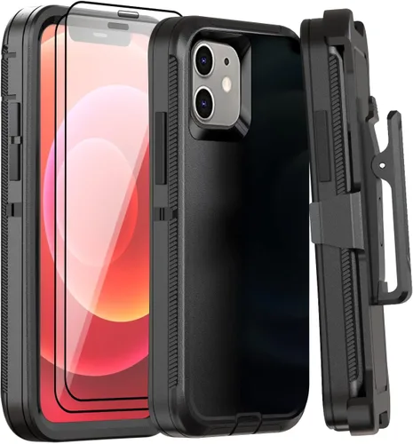 Vista 22 de Funda para iPhone 12 Mini con funda de clip para cinturón y 2 protectores de pantalla, funda de protección completa resistente de grado militar a