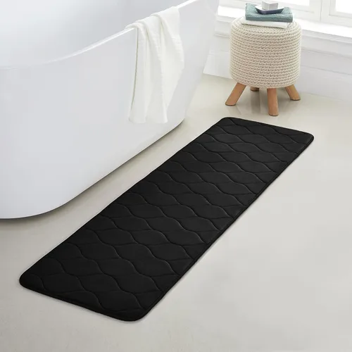 Vista 47 de Yafa Home Fashion 1 alfombra de baño de 17 x 24 pulgadas, espuma viscoelástica, absorbente de agua y antideslizante, color negro