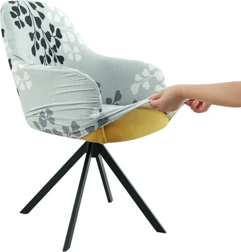 Vista 13 de Iauddy Funda de Silla Giratoria de Acento para Comedor para Oficina, Funda Elástica para Silla de Escritorio de Oficina de Respaldo Medio Protector