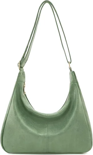 Vista 19 de NIUEIMEE ZHOU Bolsos Hobo para mujer Bolso de hombro de cuero vegano plegable Bolso de mano holgado Bolso bandolera
