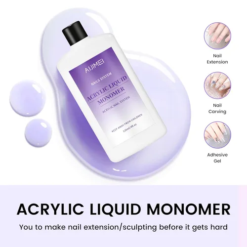 Vista 2 de Monómero líquido acrílico para sistema de uñas, 4.1 fl oz/4fl.oz para aplicación de polvo acrílico, monómero acrílico para uñas acrílicas